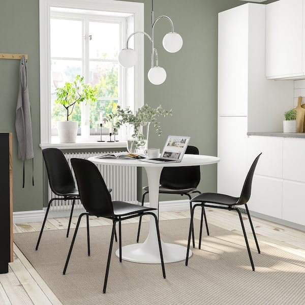 DOCKSTA / LIDÅS - Table and 4 chairs, white white/black/black, 103 cm - best price from Maltashopper.com 79509062