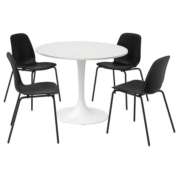 DOCKSTA / LIDÅS - Table and 4 chairs, white white/black/black, 103 cm - best price from Maltashopper.com 79509062
