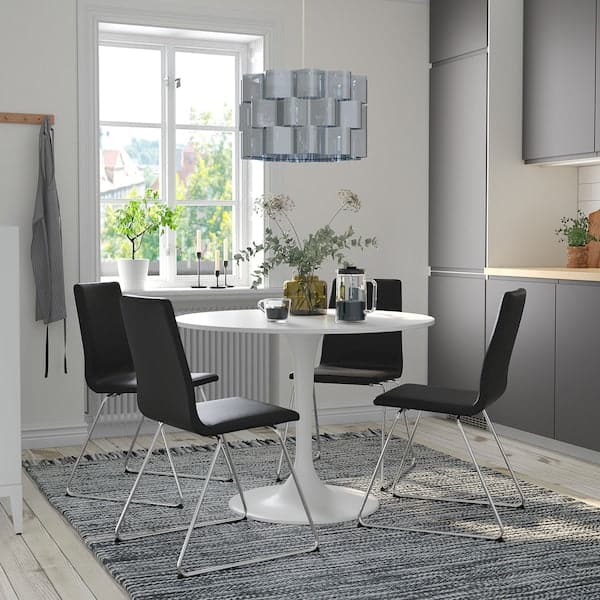DOCKSTA / LILLÅNÄS - Table and 4 chairs, white/chrome Bomstad black, 103 cm