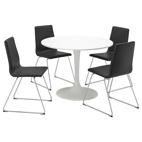DOCKSTA / LILLÅNÄS - Table and 4 chairs, white/chrome Bomstad black, 103 cm