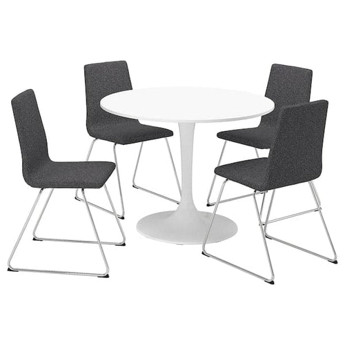 DOCKSTA / LILLÅNÄS - Table and 4 chairs, white/chrome Gunnared dark grey, 103 cm