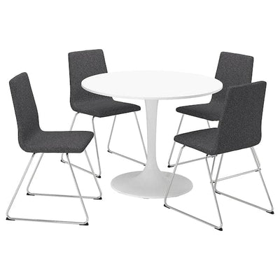 DOCKSTA / LILLÅNÄS - Table and 4 chairs, white/chrome Gunnared dark grey, , 103 cm - best price from Maltashopper.com 69556191