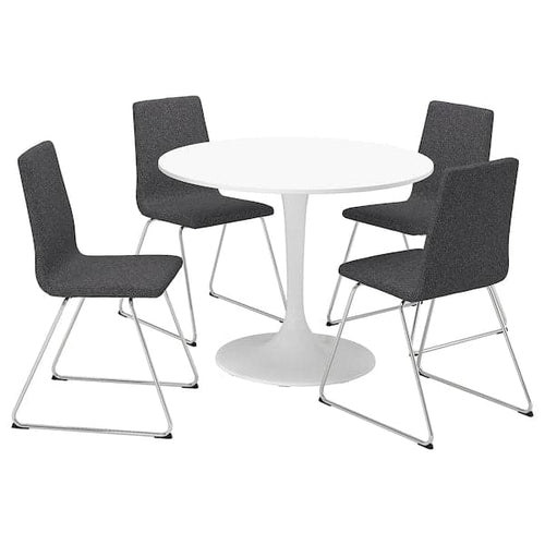 DOCKSTA / LILLÅNÄS table and 4 chairs, white/chrome-plated Gunnared dark grey, 103 cm