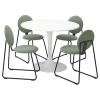 DOCKSTA / MÅNHULT - Table and 4 chairs, white white/Hakebo grey-green, 103 cm , 103 cm - best price from Maltashopper.com 19505934