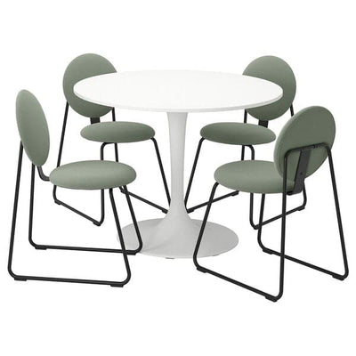 DOCKSTA / MÅNHULT - Table and 4 chairs, white white/Hakebo grey-green, , 103 cm - best price from Maltashopper.com 49556192