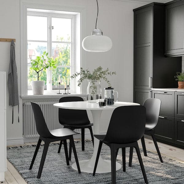 DOCKSTA / ODGER - Table and 4 chairs, white white/anthracite, 103 cm - best price from Maltashopper.com 89483486
