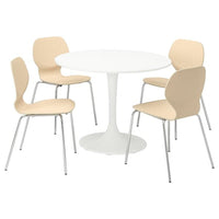 DOCKSTA / SIGTRYGG - Table and 4 chairs, white white/birch chrome-plated, 103 cm - best price from Maltashopper.com 79481633