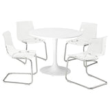 DOCKSTA / TOBIAS table and 4 chairs, white white/transparent chrome-plated, 103 cm