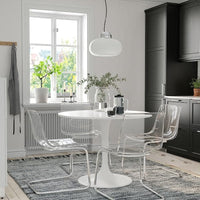 DOCKSTA / TOBIAS - Table and 4 chairs, white white/transparent chrome-plated, 103 cm - best price from Maltashopper.com 49483431