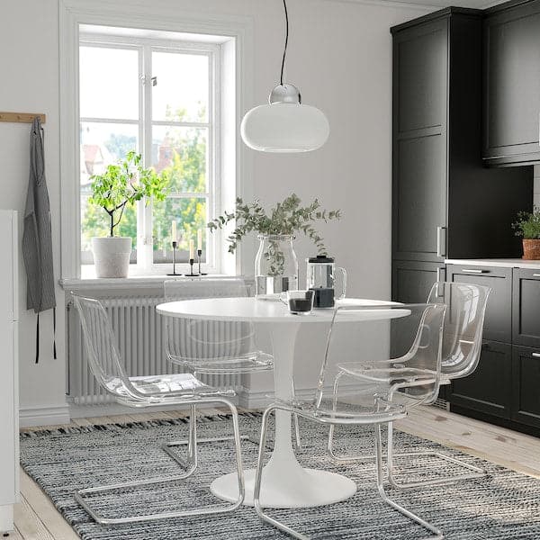 DOCKSTA / TOBIAS - Table and 4 chairs, white white/transparent chrome-plated, 103 cm - best price from Maltashopper.com 49483431