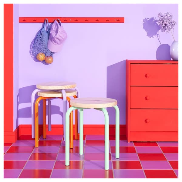 Ikea DOMSTEN - Stool, light green/pine
