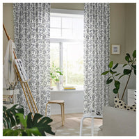 DOVREFIBBLOR - Curtain, 2 sheets, white/dark blue,145x300 cm - best price from Maltashopper.com 60573642