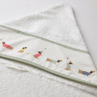 DRÖMSLOTT - Baby towel with hood, puppy pattern/white, 60x125 cm - best price from Maltashopper.com 90526376