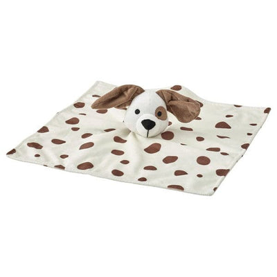 DRÖMSLOTT - Comfort blanket with soft toy, puppy-shaped white/brown, 30x30 cm - best price from Maltashopper.com 60526392