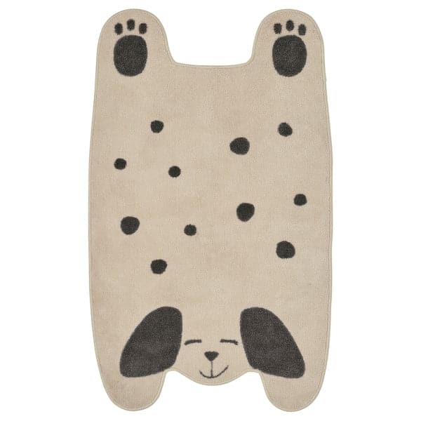 DRÖMSLOTT - Rug, dog-shaped off-white/grey, 66x110 cm