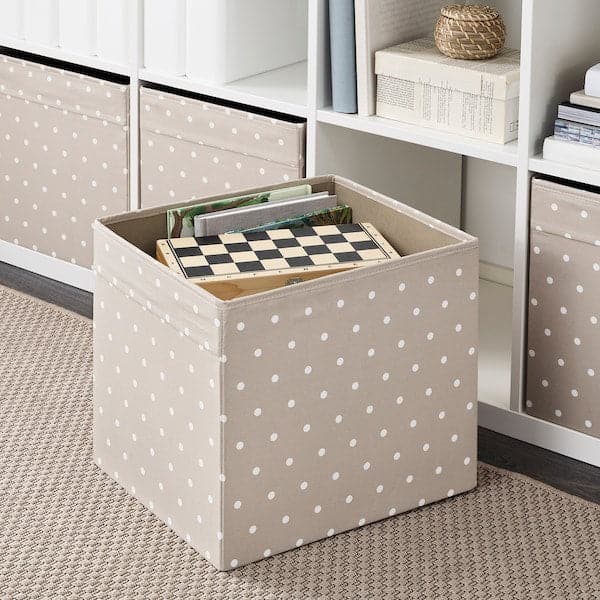 DRÖNA Container - beige/a pois 33x38x33 cm , 33x38x33 cm - Premium Household Storage Containers from Ikea - Just €6.99! Shop now at Maltashopper.com