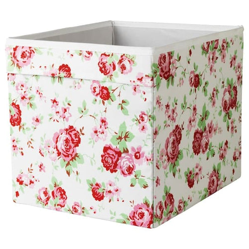 DRÖNA - Box, floral patterned, 33x38x33 cm