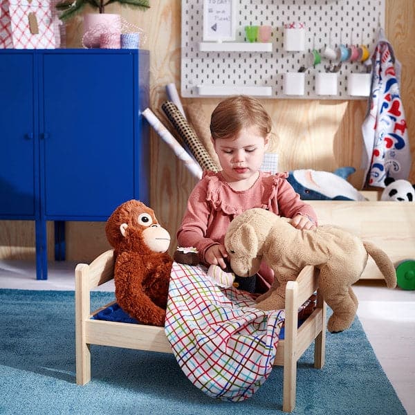 DUKTIG - Doll's bed with bedlinen set, pine/multicolour , - Premium Baby & Toddler from Ikea - Just €32.99! Shop now at Maltashopper.com
