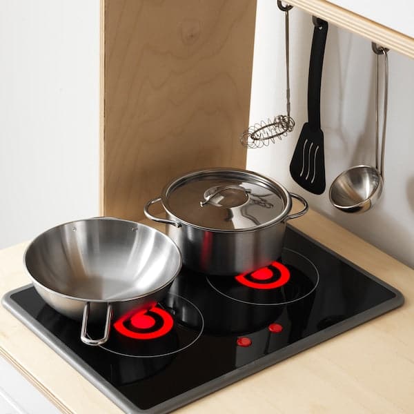 DUKTIG - 5-piece toy cookware set, stainless steel colour - best price from Maltashopper.com 00130167