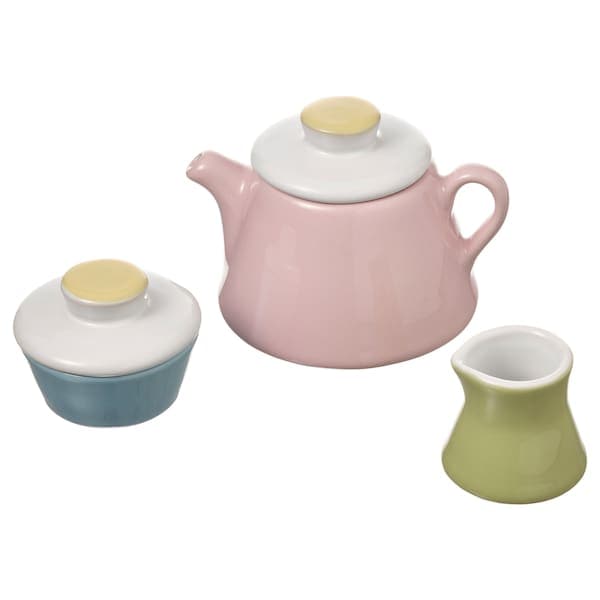 DUKTIG - 3-piece tea playset, mixed colours