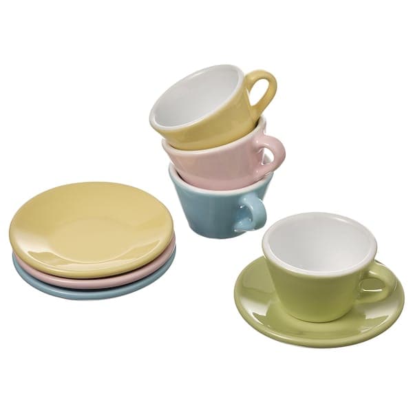 DUKTIG - 8-piece cup/saucer playset, mixed colours