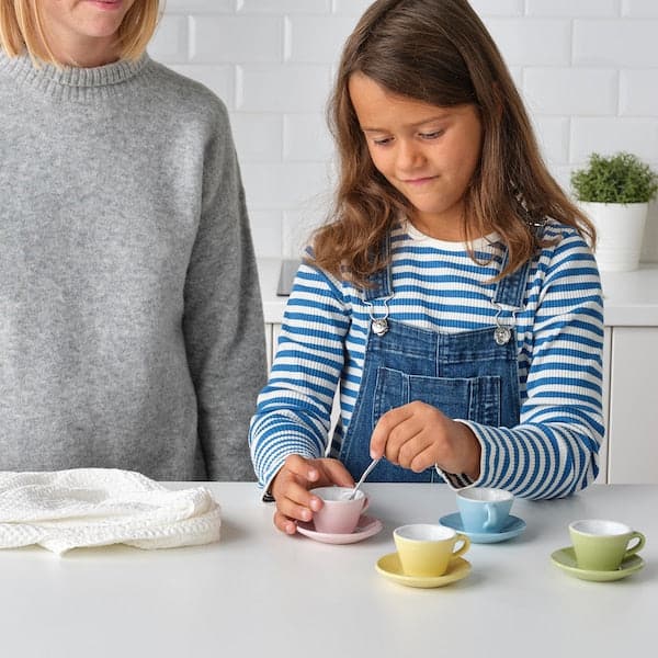 Ikea DUKTIG - 8-piece cup/saucer playset, mixed colours
