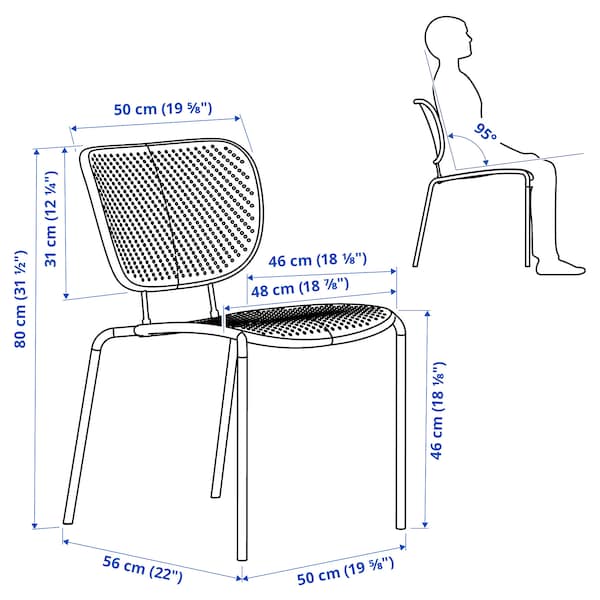 Ikea DUVSKÄR - Chair, in/outdoor, black-blue