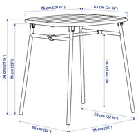 DUVSKÄR - Table, outdoor, black-blue/eucalyptus, 76x63 cm - best price from Maltashopper.com 90515759