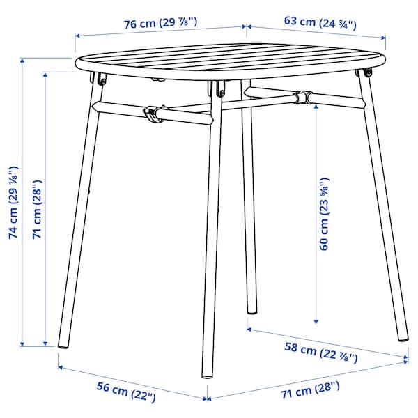 DUVSKÄR - Table and 2 chairs, outdoor/black-blue - best price from Maltashopper.com 79494862