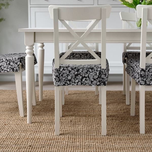 Ikea DVÄRGDUNÖRT - Chair cushion, grey/white, 42/35x42x4 cm