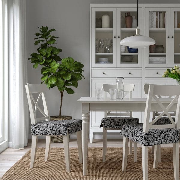 Ikea DVÄRGDUNÖRT - Chair cushion, grey/white, 42/35x42x4 cm