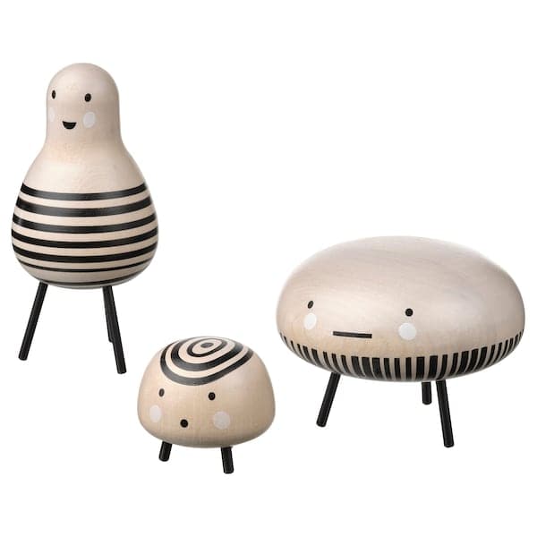 DVÄRGTALL - Set of 3 decorations, solid wood/black , - best price from Maltashopper.com 50537664