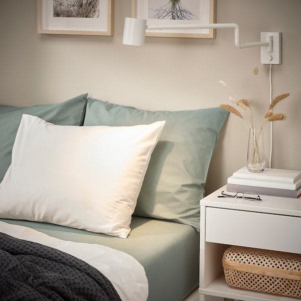 DVALA - Fitted sheet, grey-green, 80x200 cm - best price from Maltashopper.com 30549639