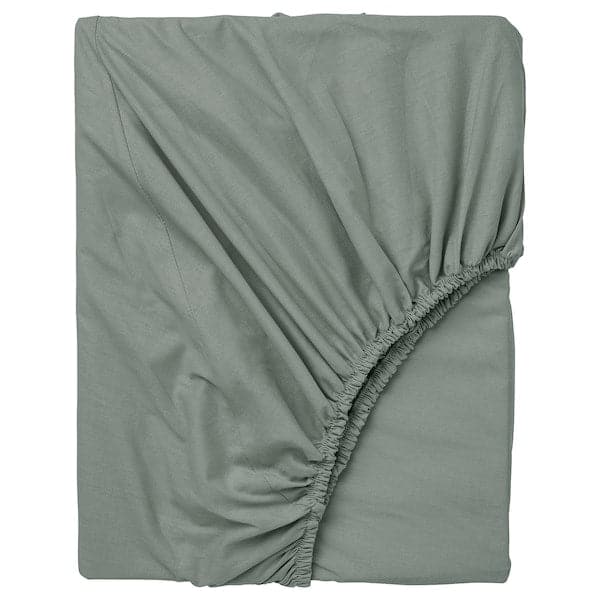 DVALA - Fitted sheet, grey-green, 80x200 cm - best price from Maltashopper.com 30549639