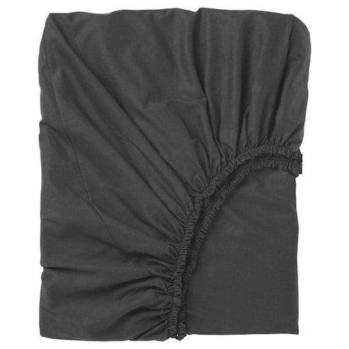 DVALA - Fitted sheet, black , 90x200 cm