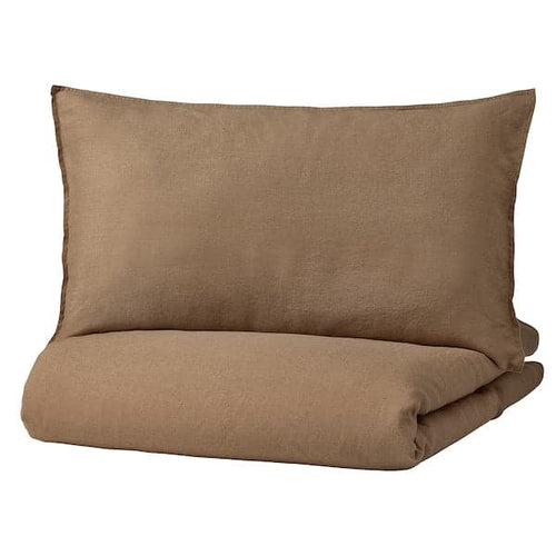 DYTÅG - Duvet cover and 2 pillowcases, dark beige, 240x220/50x80 cm