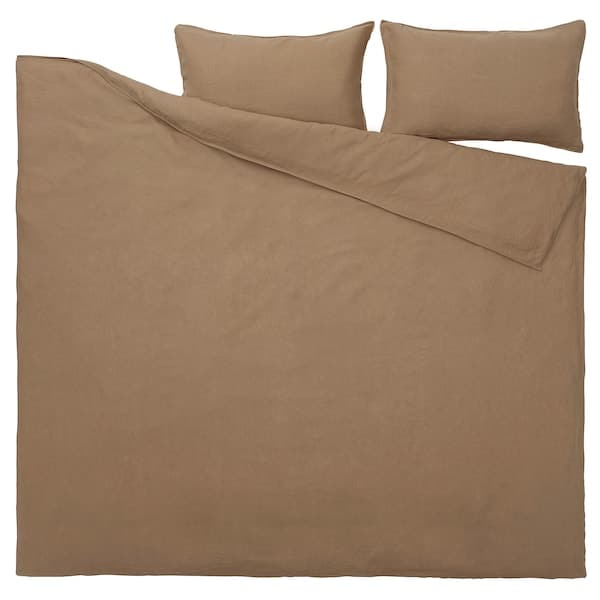 DYTÅG - Duvet cover and 2 pillowcases, dark beige, 240x220/50x80 cm - best price from Maltashopper.com 40518883