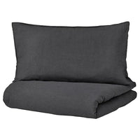 DYTÅG - Duvet cover and 2 pillowcases, dark grey, 240x220/50x80 cm - best price from Maltashopper.com 70518805