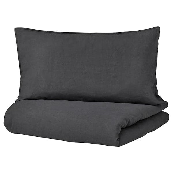 DYTÅG - Duvet cover and pillowcase, dark grey, 150x200/50x80 cm - best price from Maltashopper.com 40518816
