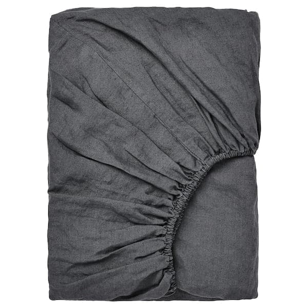 DYTÅG Fitted sheet, dark gray,90x200 cm - best price from Maltashopper.com 70521407