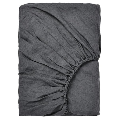 DYTÅG Fitted sheet, dark gray,140x200 cm