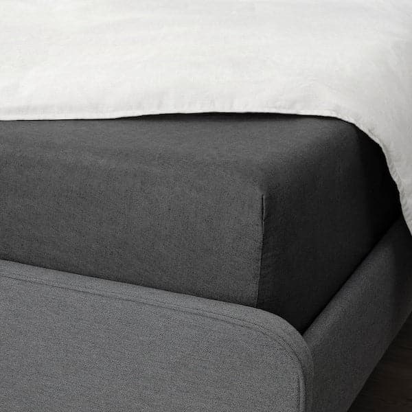 Ikea DYTÅG Fitted sheet, dark gray,140x200 cm
