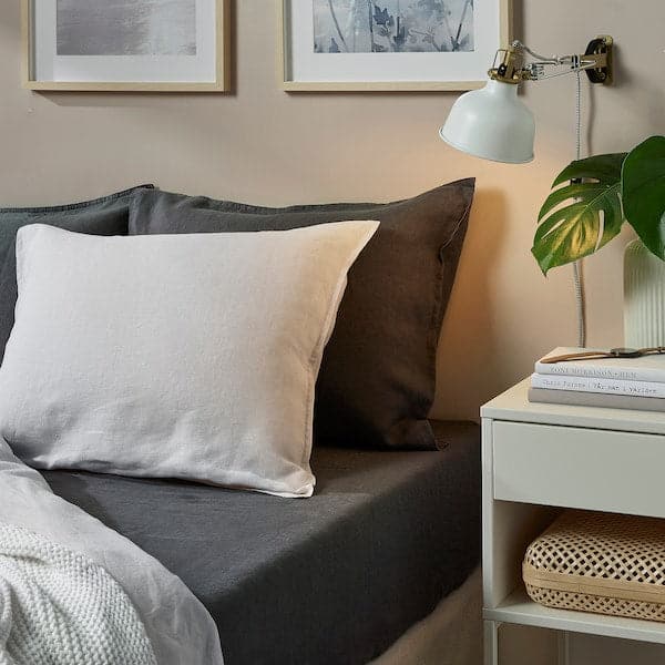 DYTÅG Fitted sheet, dark gray,140x200 cm - best price from Maltashopper.com 90521393