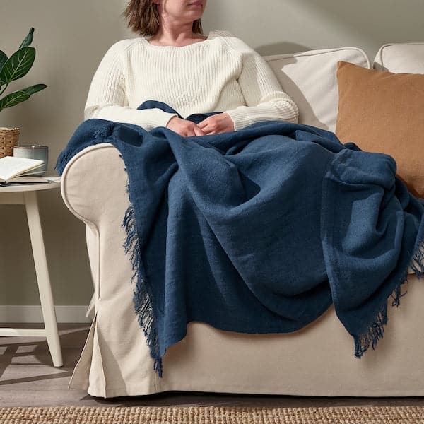 Ikea DYTÅG - Throw, dark blue, 130x170 cm