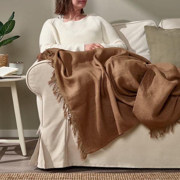Ikea DYTÅG - Throw, light brown, 130x170 cm