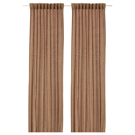 DYTÅG Curtains, 1 pair dark beige 145x300 cm , - best price from Maltashopper.com 00519120