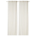 DYTÅG curtains, 1 pair, white/with heading tape, 145x300 cm