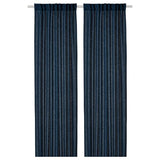 DYTÅG curtains, 1 pair, dark blue/with heading tape, 145x300 cm