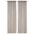 DYTÅG curtains, 1 pair, light grey/with heading tape, 145x300 cm