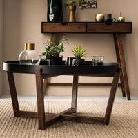 DRACO Black, brown living room table H 40 cm - Ø 84 cm - best price from Maltashopper.com CS597947